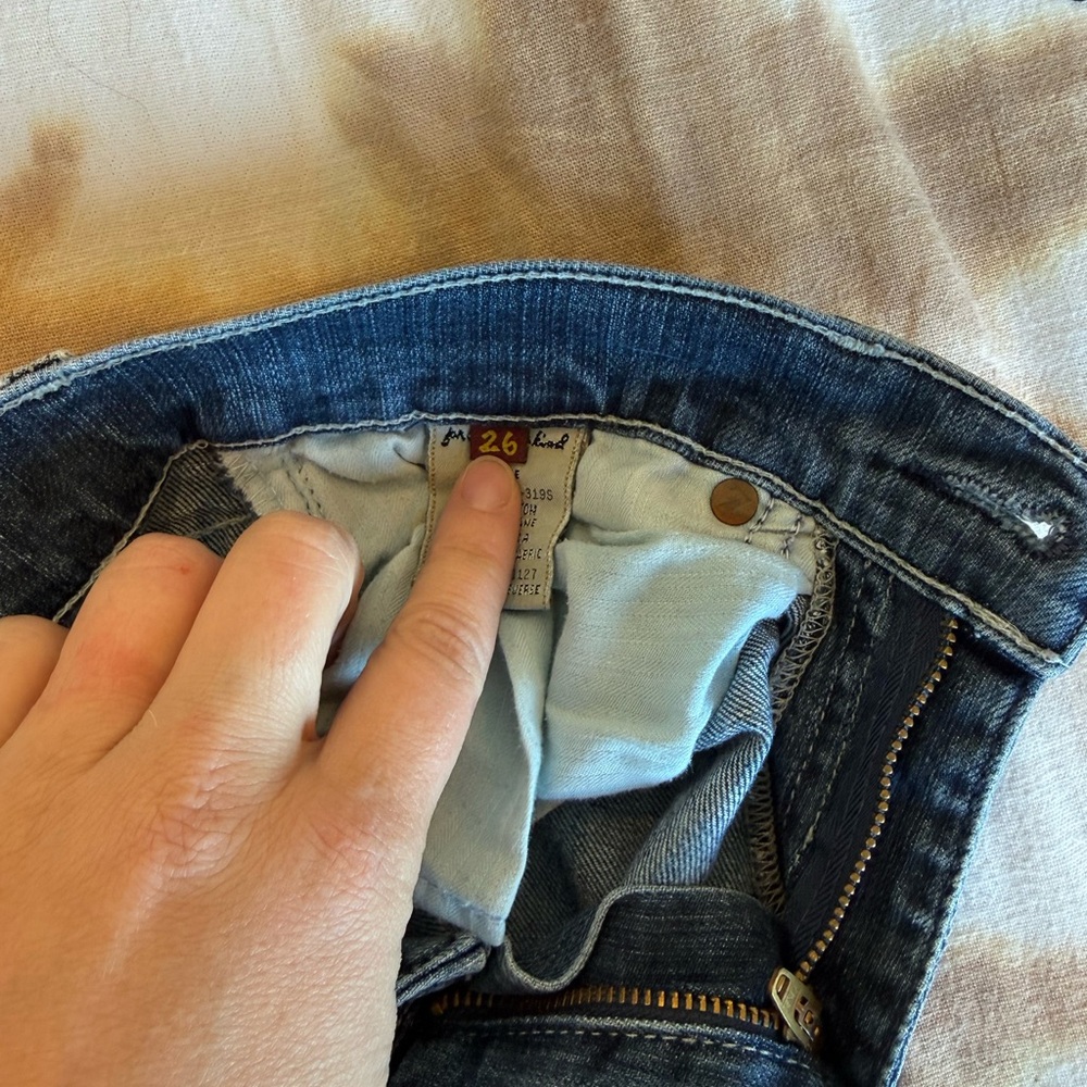 7 For All Mankind Dark Blue Flare Jeans - Picture 2 of 4